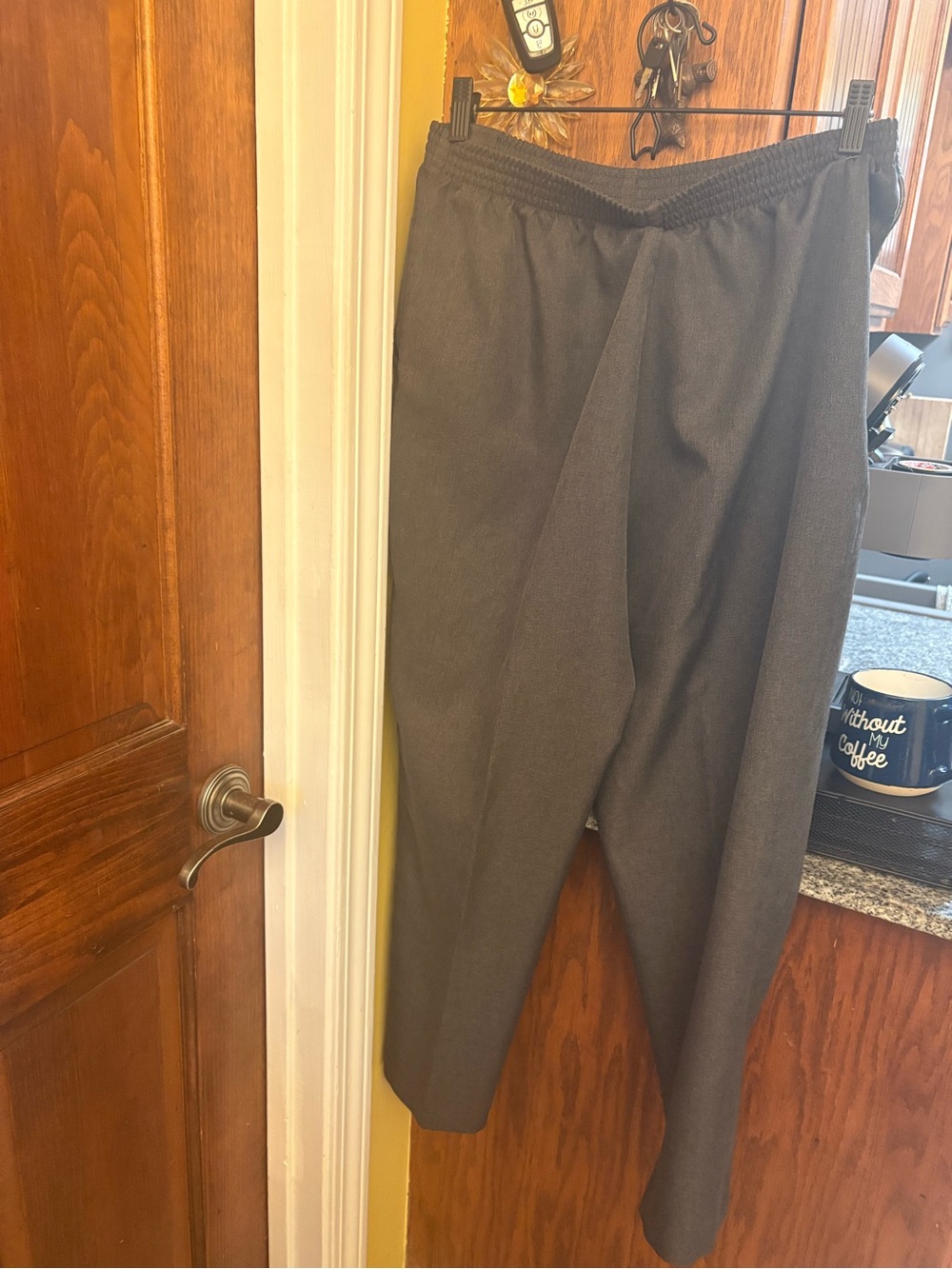 Charcoal Gray Women’s pants, pull on, elastic waist